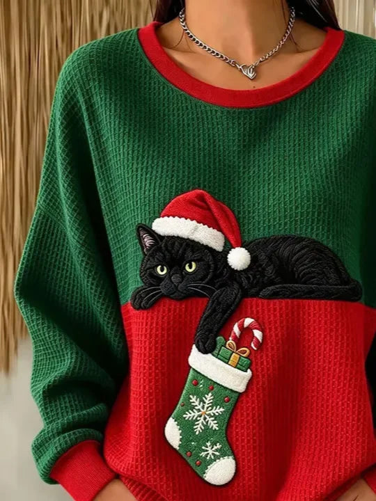 Casual Christmas Crew Neck Long Sleeve Sweatshirt