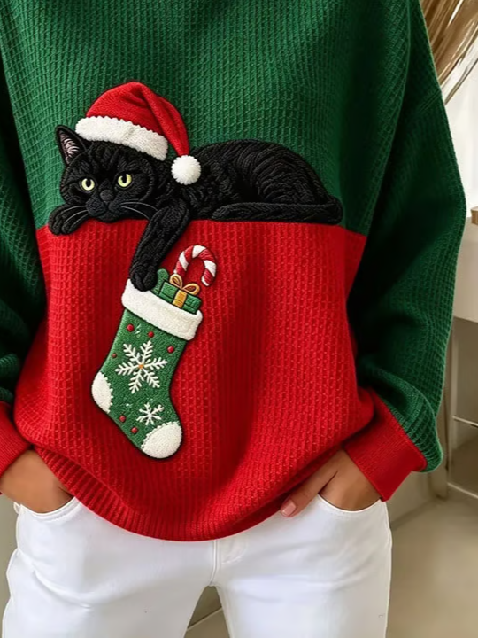 Casual Christmas Crew Neck Long Sleeve Sweatshirt
