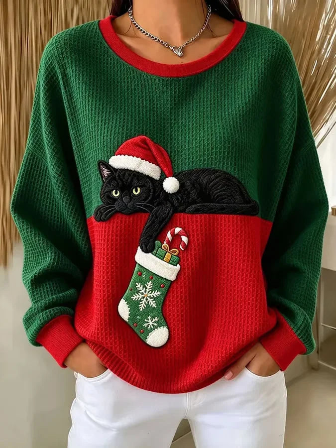 Casual Christmas Crew Neck Long Sleeve Sweatshirt