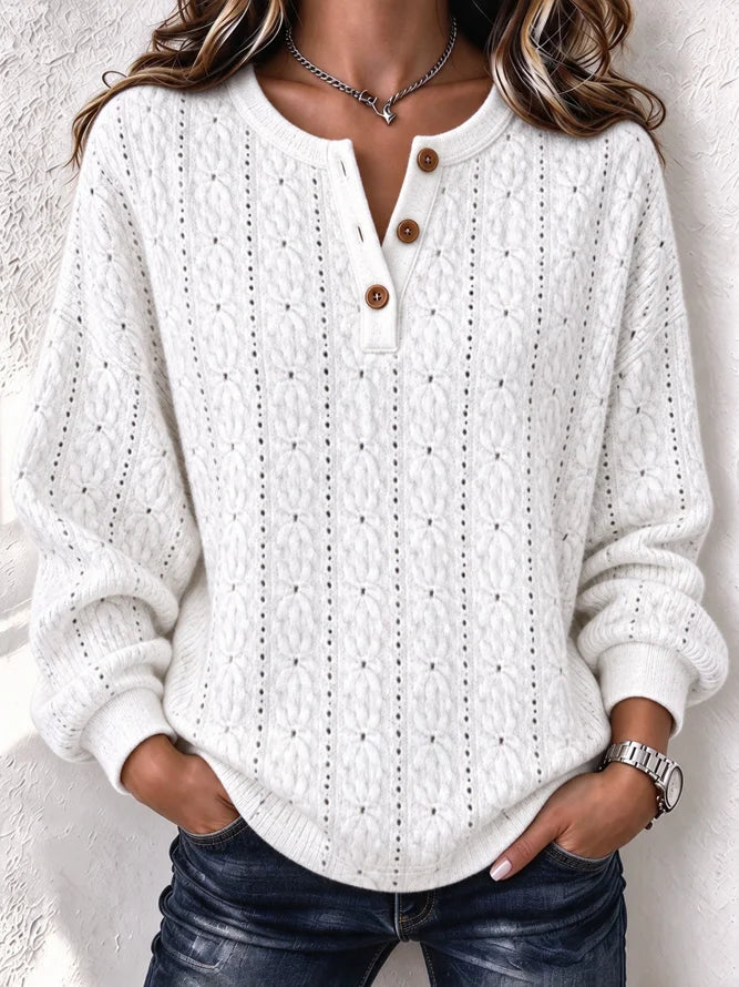 Casual Floral Elegant Henley Collar Long Sleeve Sweatshirt