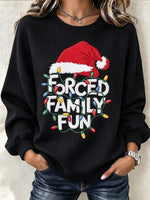 Casual Text Letters Christmas Hat Crew Neck Long Sleeve Sweatshirt