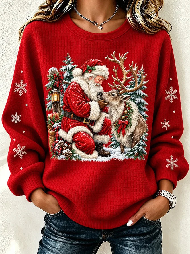 Casual Santa Claus Classic Crew Neck Long Sleeve Sweatshirt