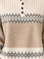Casual Classic Simple Henley Collar Geometric Sweatshirt
