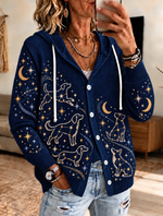Women Casual Art Constellation Dogs And Star Cardigan