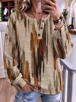 Vintage Abstract Henley Collar Long Sleeve Sweatshirt