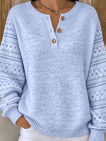 Casual Geometric Henley Collar Long Sleeve Sweatshirt