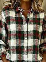 Women's Christmas Contrast Plaid Festive Shirt