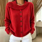 Women Collared Button Up Casual Knit Cardigan