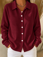 Women Geometric Vintage Shirt Shirt Collar Long Sleeve Top