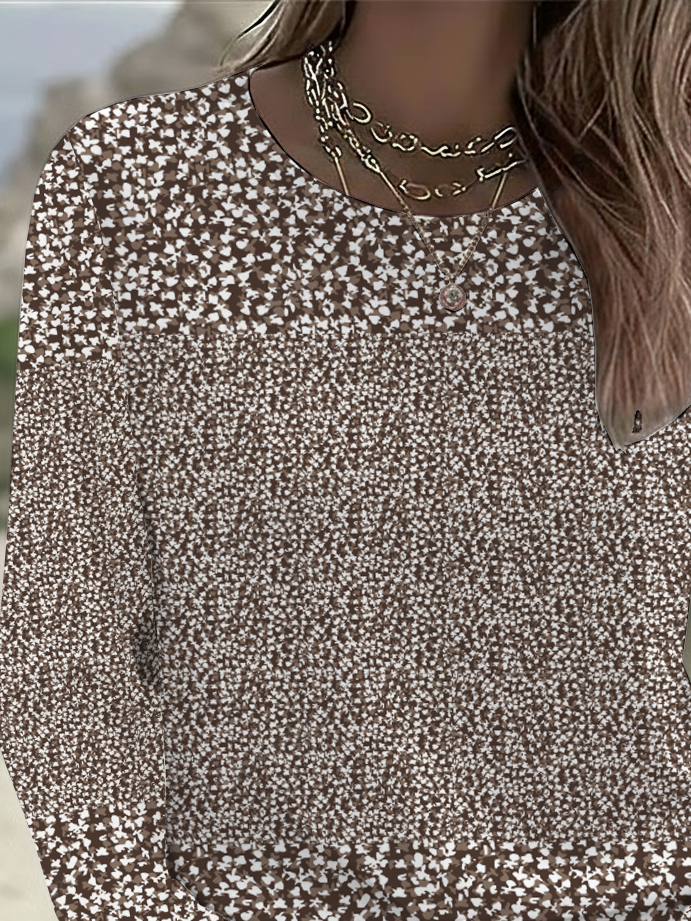 Casual Vintage Floral Crew Neck Long Sleeve T-shirt