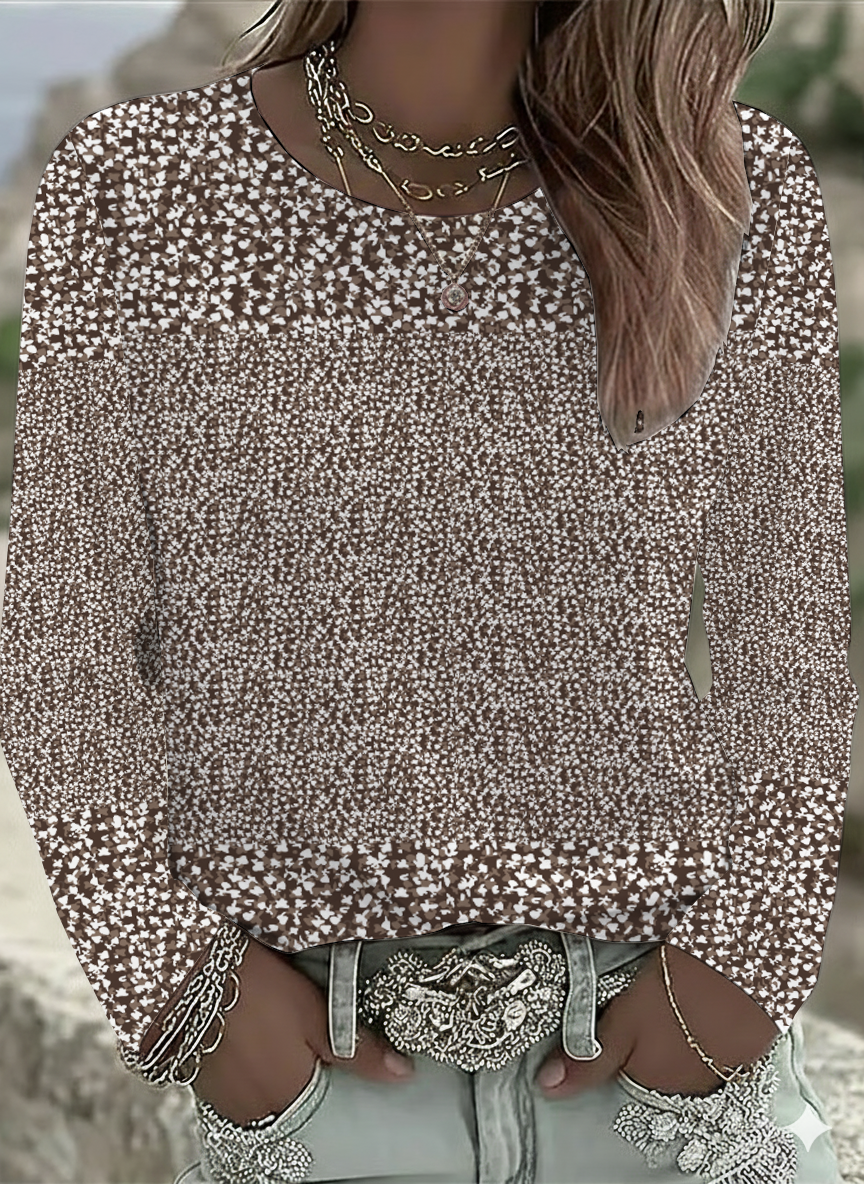 Casual Vintage Floral Crew Neck Long Sleeve T-shirt