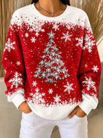 Casual Snowflake Crew Neck Long Sleeve Sweatshirt