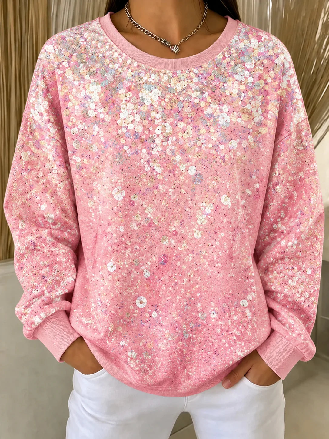 Casual Abstract Crew Neck Long Sleeve Sweatshirt