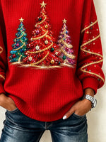 Vintage Sparkly Christmas Crew Neck Long Sleeve Sweatshirt