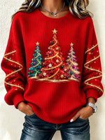 Vintage Sparkly Christmas Crew Neck Long Sleeve Sweatshirt
