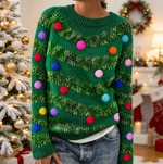 Women Christmas Tree Art Pattern Knit Sweater