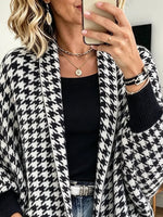 Chic Cozy Elegant Houndstooth Knitted Autumn Cardigan