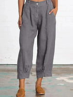 Solid Cotton And Linen Loose Pants