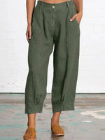 Solid Cotton And Linen Loose Pants