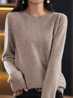 Plain Casual Loose Long Sleeve Crew Neck Yarn/Wool Yarn Daily Sweater