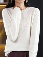 Plain Casual Loose Long Sleeve Crew Neck Yarn/Wool Yarn Daily Sweater