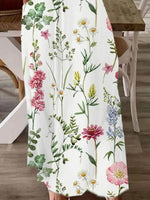 Floral V-neck Long Sleeve Comfy Maxi Dress