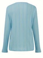 Crew Neck Long Sleeve Plain Regular Fit Blouse