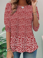 Floral Print Crew Neck Long Sleeve T-shirt