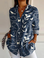 Floral Print Shirt Collar Short Sleeve Loose Shirt