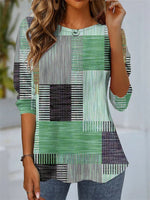 Plaid Loose Crew Neck Tee Everyday Style