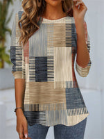 Plaid Loose Crew Neck Tee Everyday Style