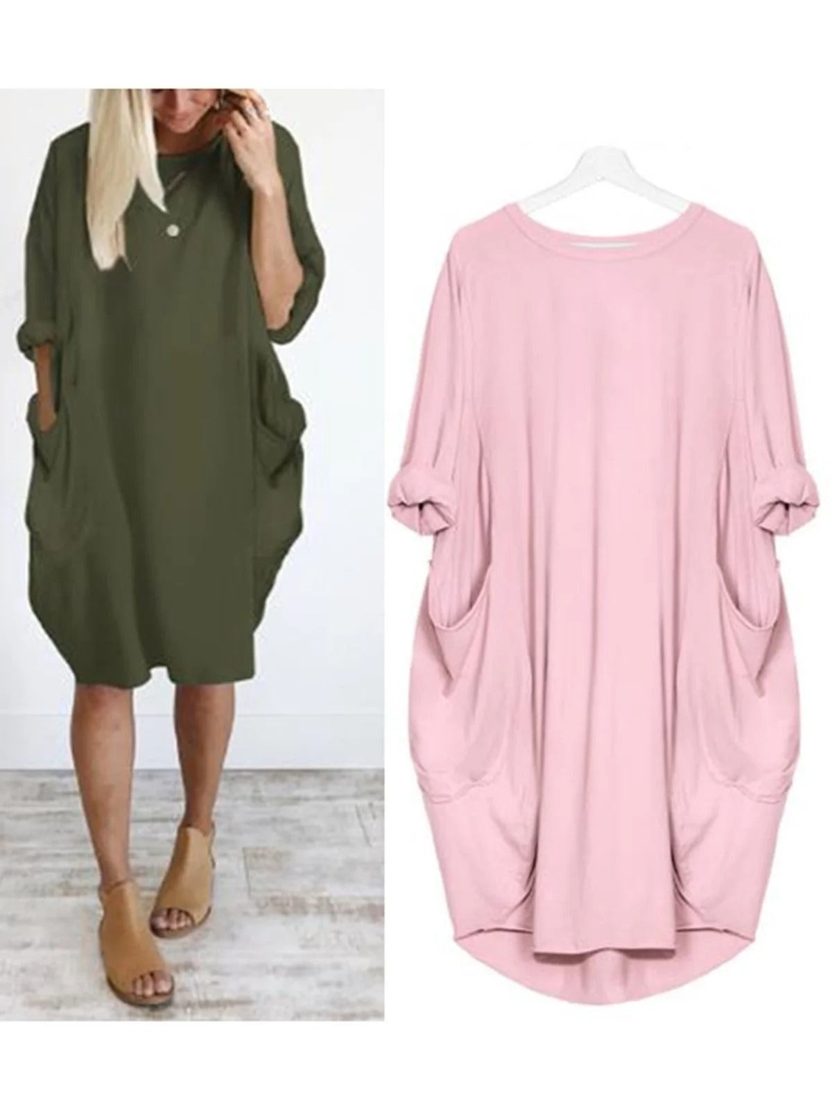 Solid Crew Neck Short Sleeve Loose Blouse