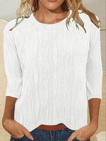 Plain Crew Neck 3/4 Sleeve Casual T-shirt
