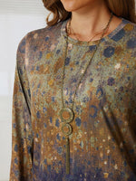 Tie-dye Print Regular Fit Crew Neck Casual Blouse