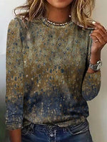 Tie-dye Print Regular Fit Crew Neck Casual Blouse