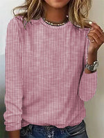 Stripe Elegant Personality Round Neck Long Sleeve Casual Blouse