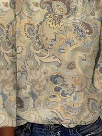 Paisley Print Crew Neck Long Sleeve Loose Casual Blouse