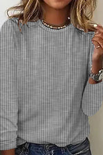 Fashion Casual Striped Crew Neck Long Sleeve T-Shirt