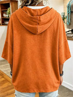 Women's Halloween Orange Pumpkin Face Print 3/4 Sleeve Hoodie