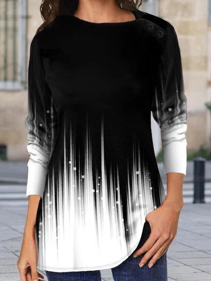 Sweatshirt mit Farbverlauf, asymmetrischem Halsausschnitt und langen Ärmeln