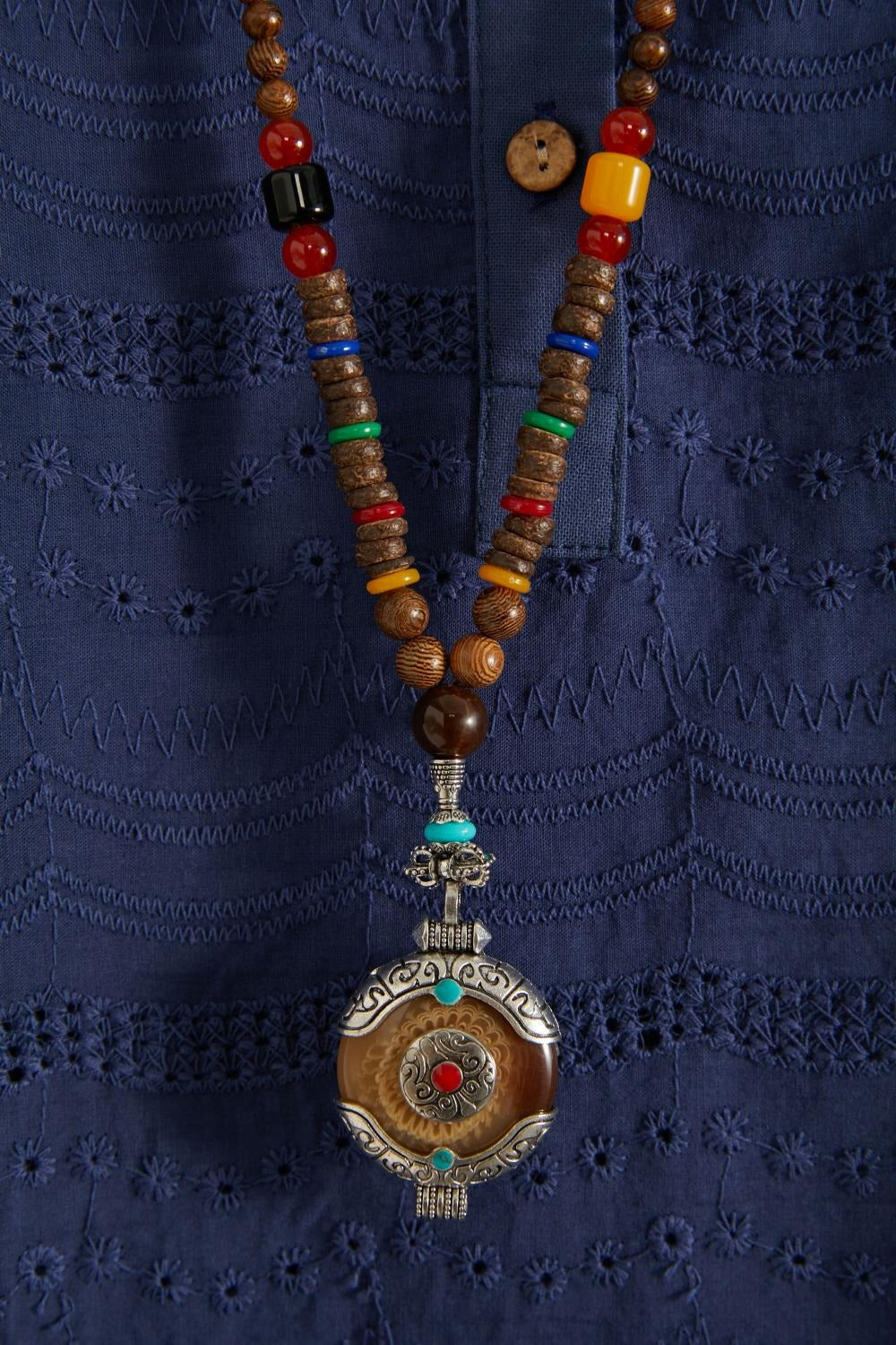 Vintage Handmade Buddha Beads Long Necklace