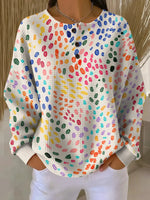 Women's Abstract Pattern Art Print Casual Cotton Waffle Sweatshirt