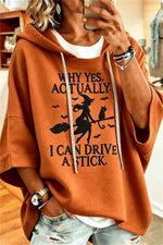 Women's Halloween Orange Witch Hooded Hoodie