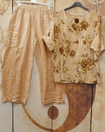 Floral Print Casual Half Sleeves Two Piece Suit