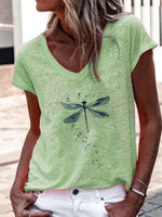 Printed Casual Short Sleeve Cotton-Blend Shirts & Tops