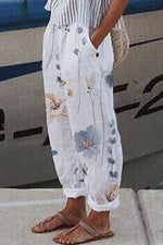 Botanical Floral Print Casual Daily Pants