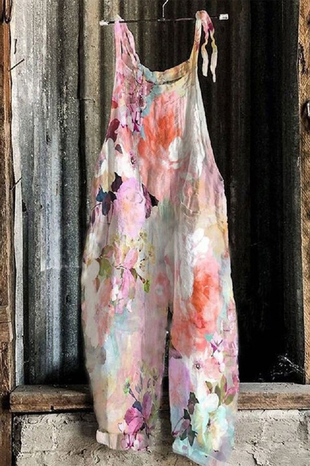 Flower Print Sleeveless Casual Jumpsuit