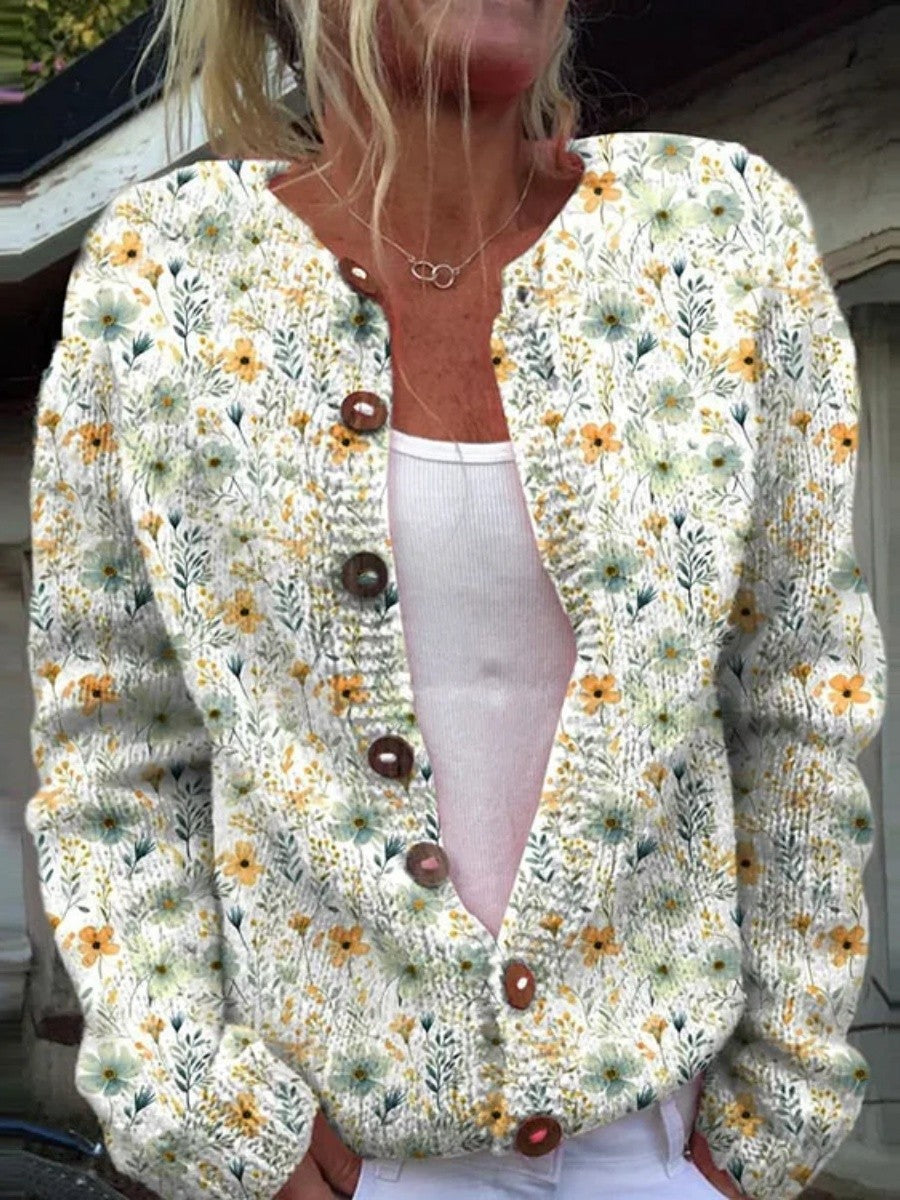Lovely Meadows Floral Button Comfy Cardigan Sweater