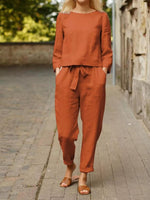 Solid Color Casual Long Sleeves Two Piece Suit