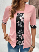 Elegant Floral Patchwork Half Sleeve Blouse